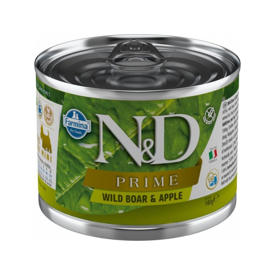 N&D alimento húmedo dog prime wild boar & apple mini 140 GR